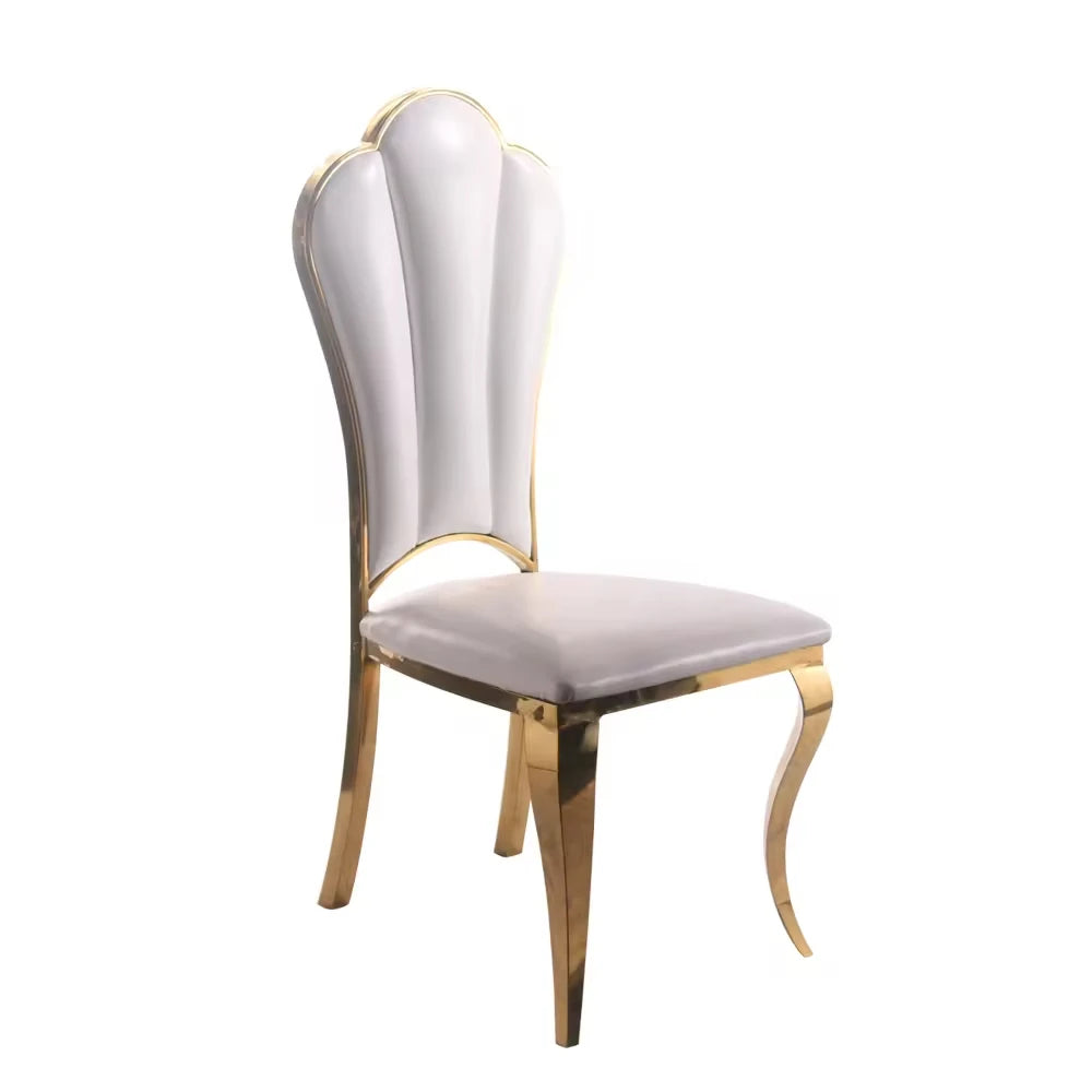 Modern White Stackable Banquet Wedding Chairs Metal Dining Chair for Events and Restaurants-King Chair Wedding