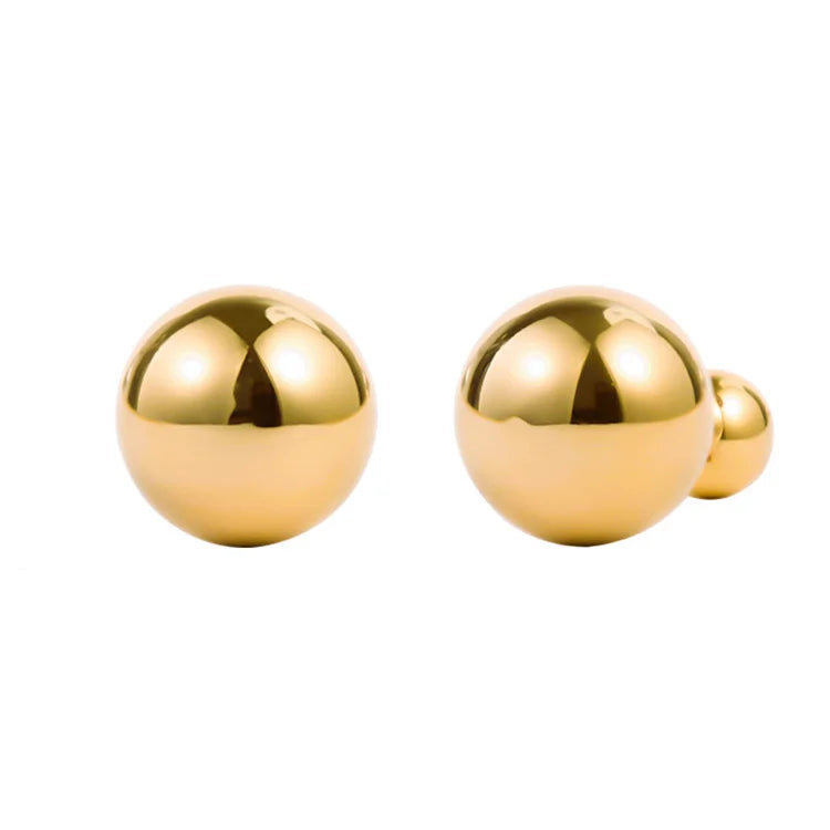 Non Tarnish Jewelry Waterproof 18k Gold Plated Stainless Steel Round Bead Stud Earrings for Women