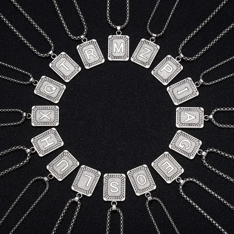 SC Jewelry Alphabet Pendant Charm Necklaces Sterling Silver Plated Box Chain Necklace Initial Letter Pendant Necklace for Uni