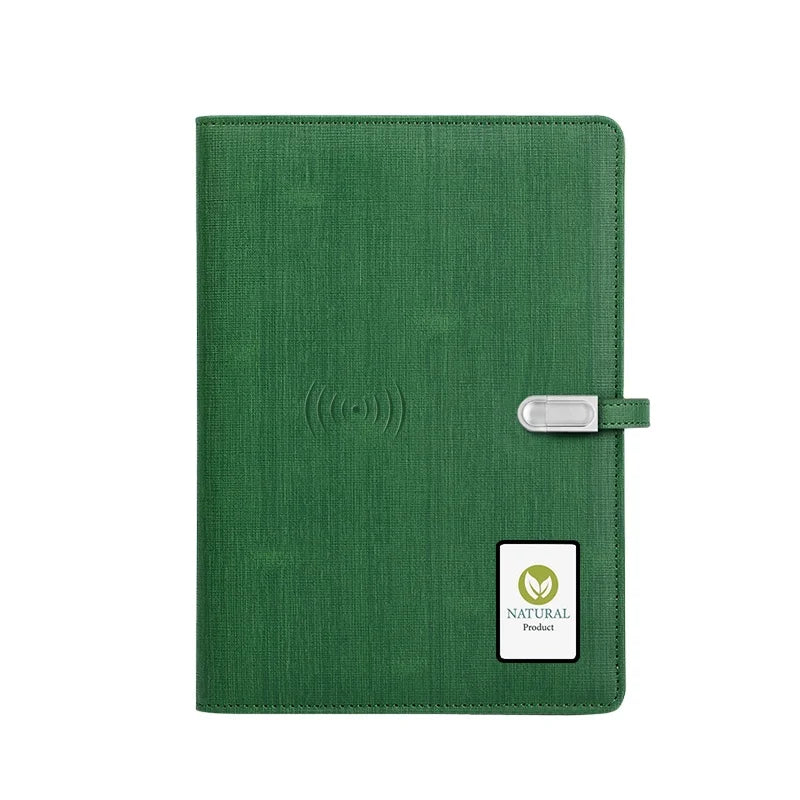 Built-in Wireless Power Bank Agenda Organizer Powerbank Charger Leather Notebook Diary Planner With Charge Led A4 A5 Size Gif