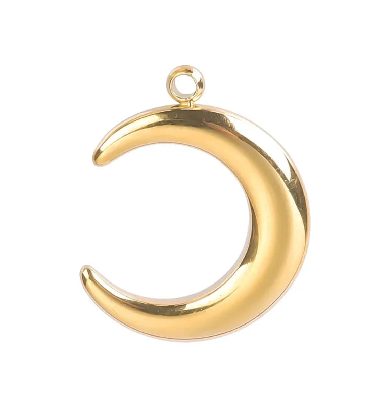 Silver Gold Rainbow Color Stainless Steel Moon Charm Dangle Pendant for DIY Bracelet Necklace Jewelry Making