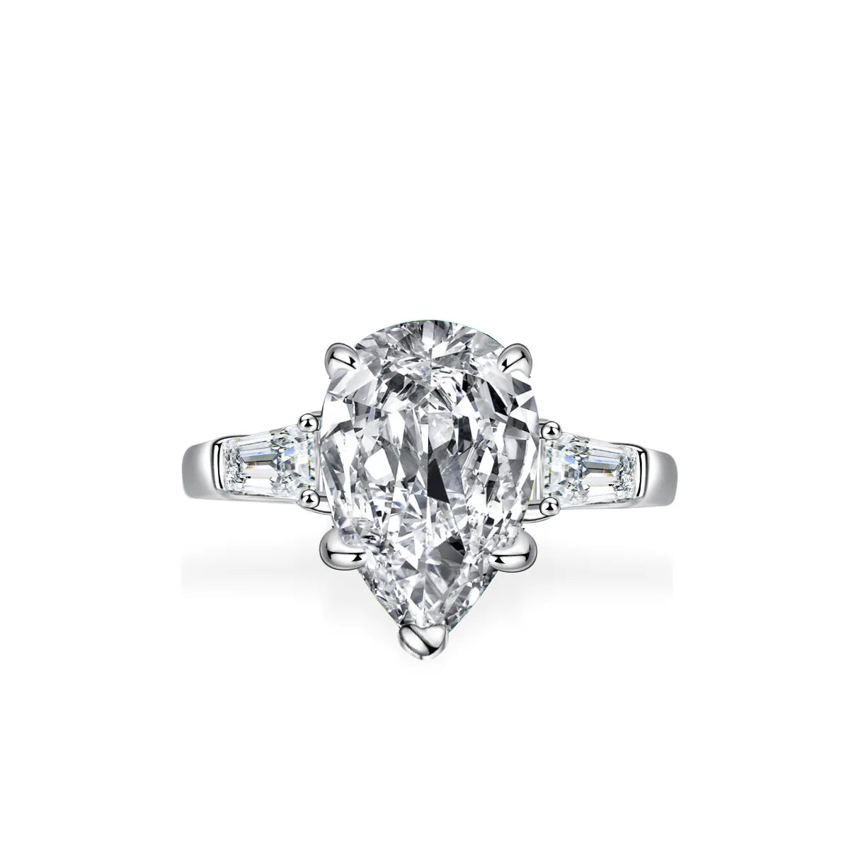 New Luxurious Bridal S925 Sterling Silver Gold Plated Engagement Ring Elegant Brilliant Cut 4Ct Lab Grown Diamonds