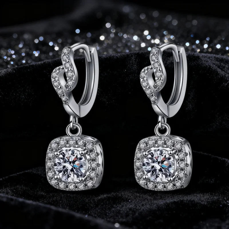 S925 Sterling Silver Earrings Vvs D Color Moissanite Full Diamond Twist Earrings for Women