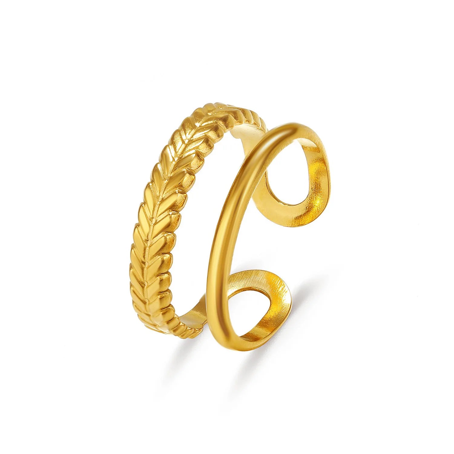 Personalized Simple Double-Layer Gold Plated Rings Female Male Fashion Adjustable Rings Stainless Steel Rings Jewelry