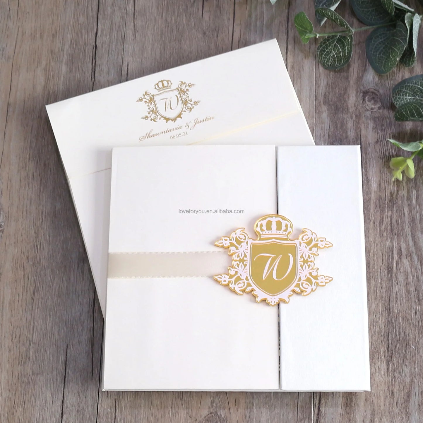 White Wedding Invitation Luxury Hardcover Folio Invitation 70th Anniversary Invitation Card With Envelope