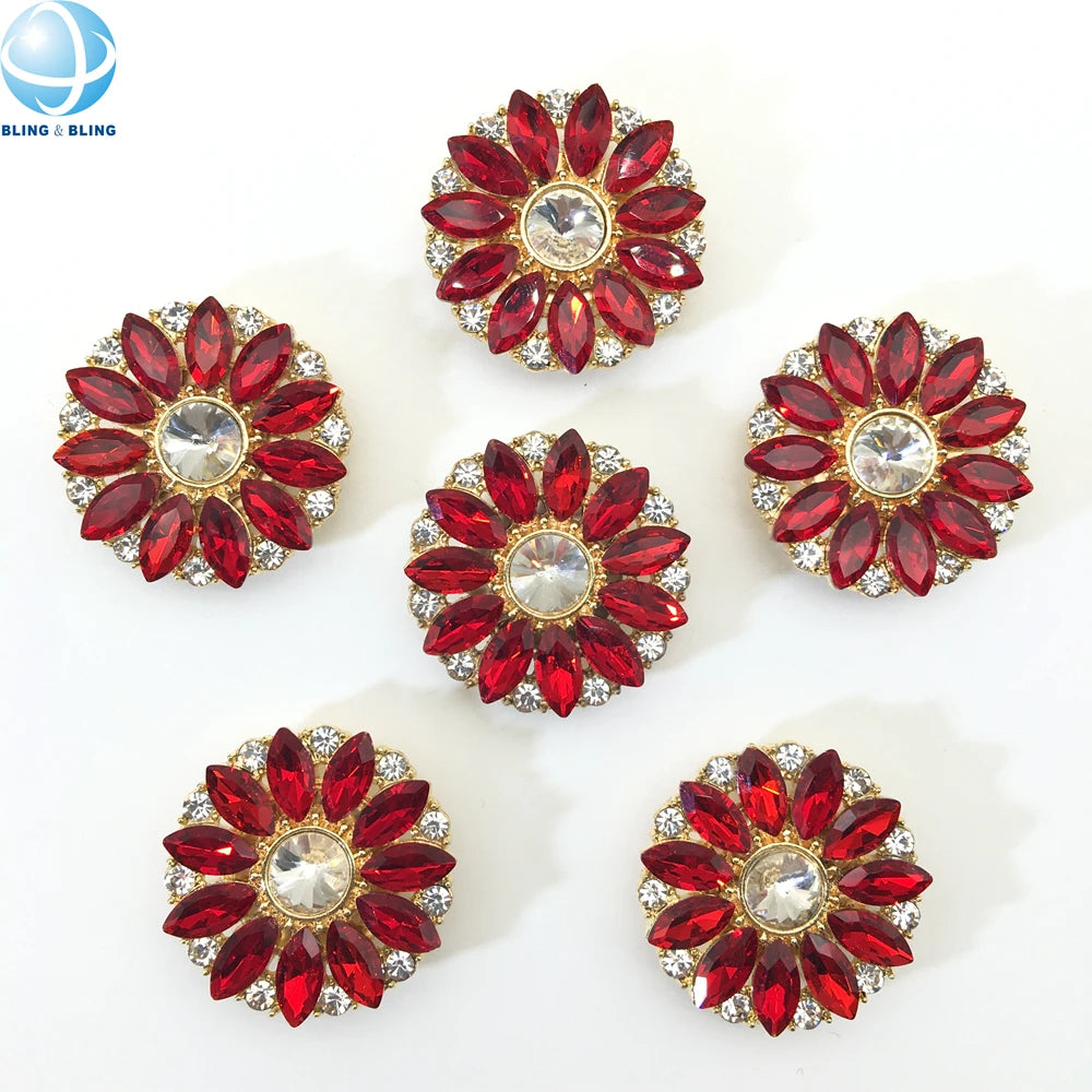 Removable Clip Over Button Rhinestone Flower Button Covers for Women Shirt Blouse Cuffs Decor Accessory