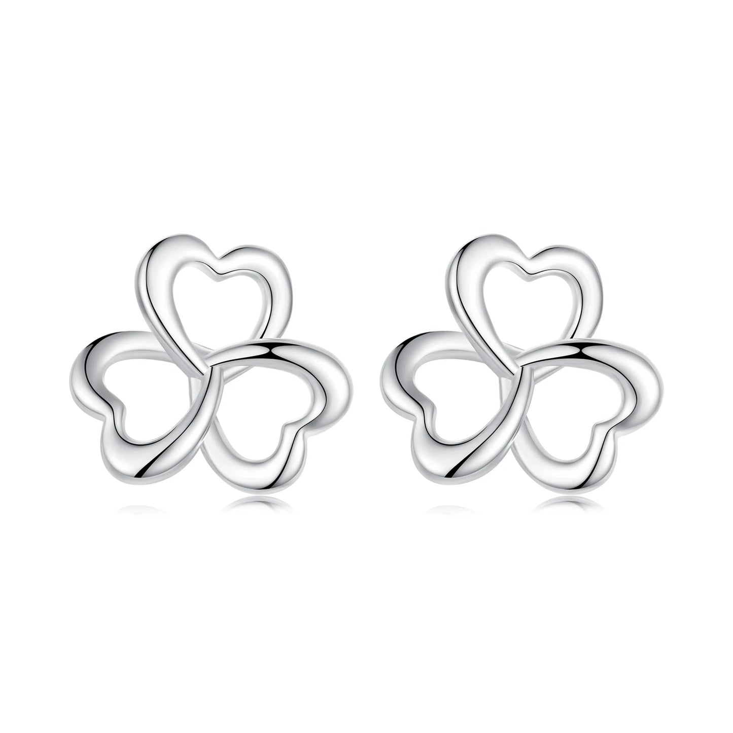 Factory 925 Sterling Silver Hollow Clover Stud Earrings Three Leaf Lucky Earrings Plated White Gold for Women Jewelry BSE999
