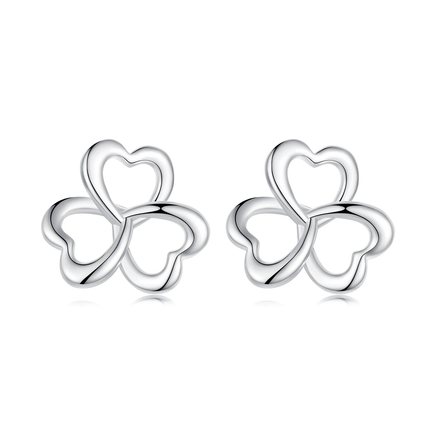 Factory 925 Sterling Silver Hollow Clover Stud Earrings Three Leaf Lucky Earrings Plated White Gold for Women Jewelry BSE999
