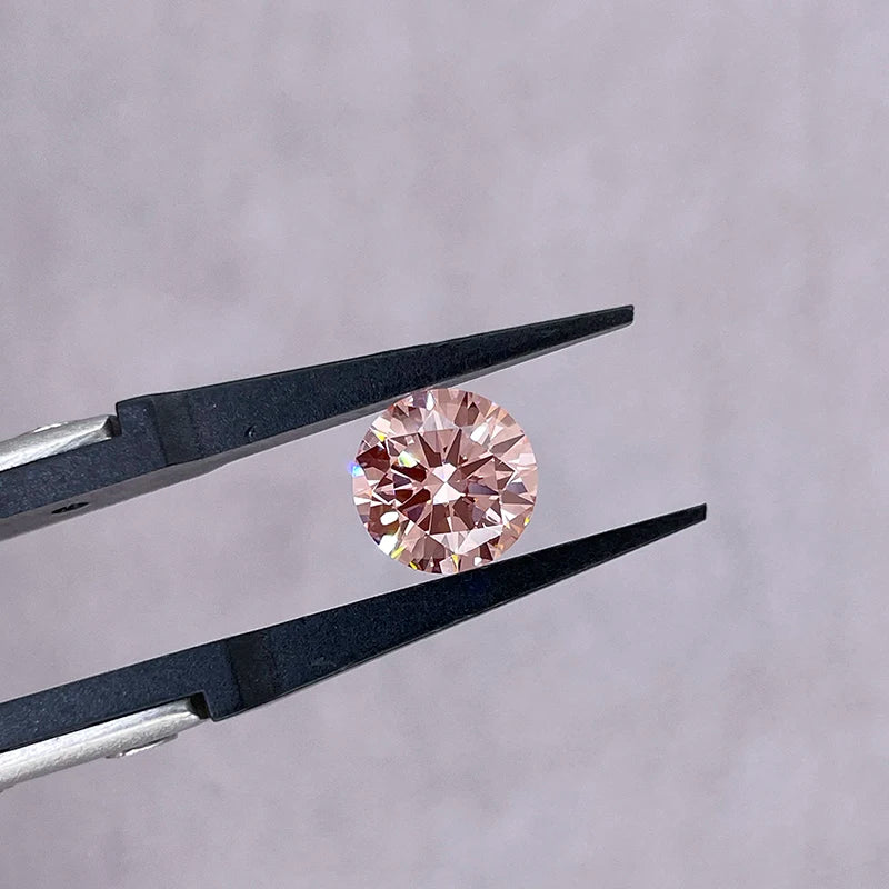 Round Brilliant Cut Loose Synthetic pink Color 4.2~4.55mm Lab Grown Diamonds for Making Pendant Men Rings