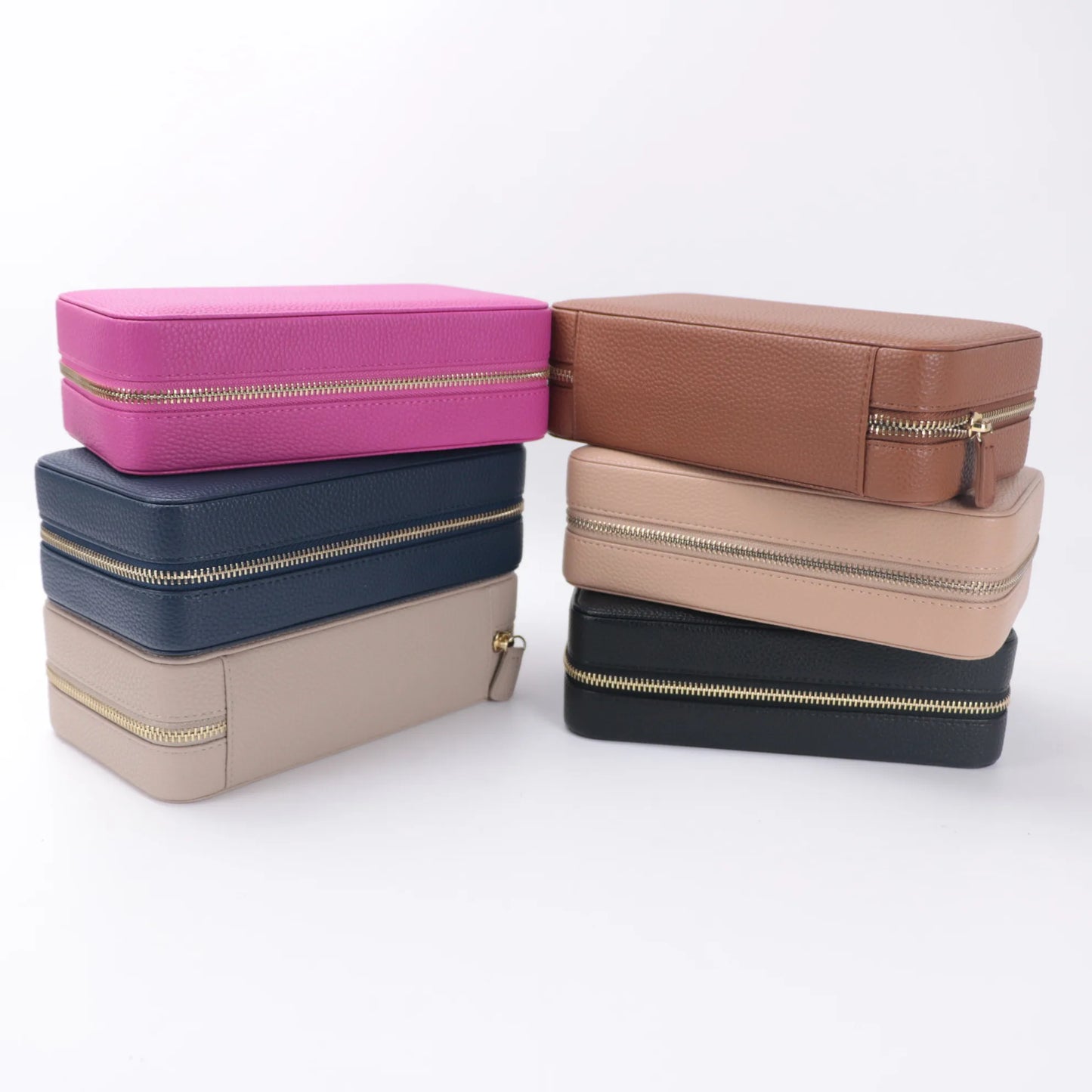 Luxury Women Travel PU  Pebble Leather Pouch Earring Necklace Accessories Storage Jewelry Box