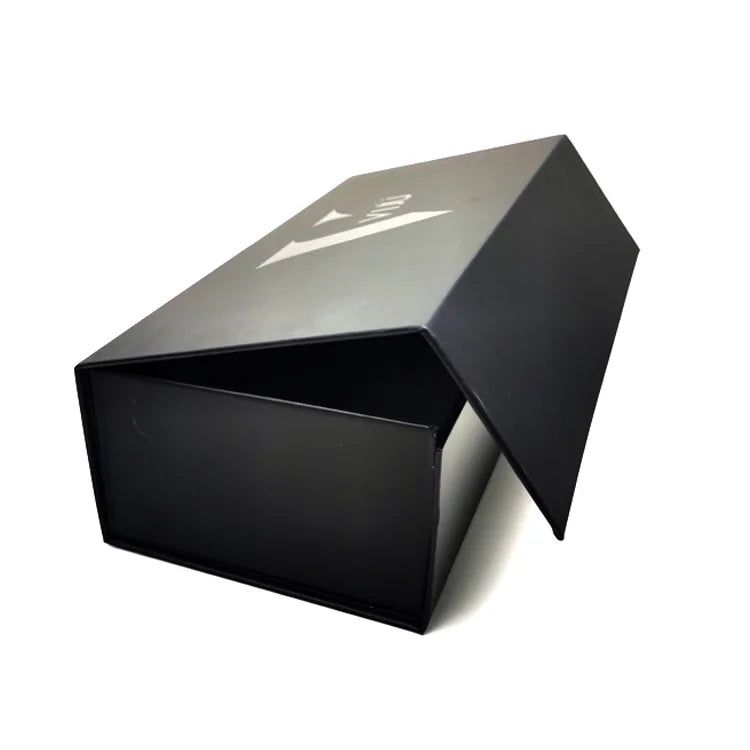 Custom Luxury Black Recycled Materials Embossed Rigid Shoe Box Packaging with Magnetic Flap Closure