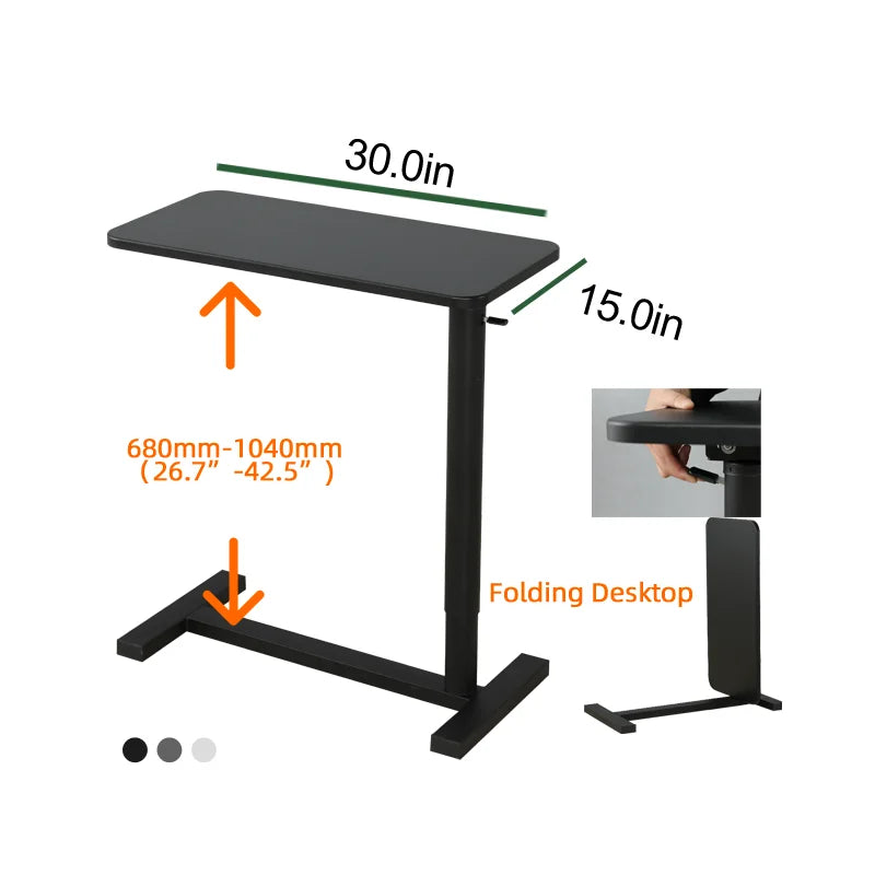 ADA Pneumatic Height Adjustable Overbed Tillable Standing Desk Gas Lifting Office Sit to Stand Desk With 0-90 Flip Angle