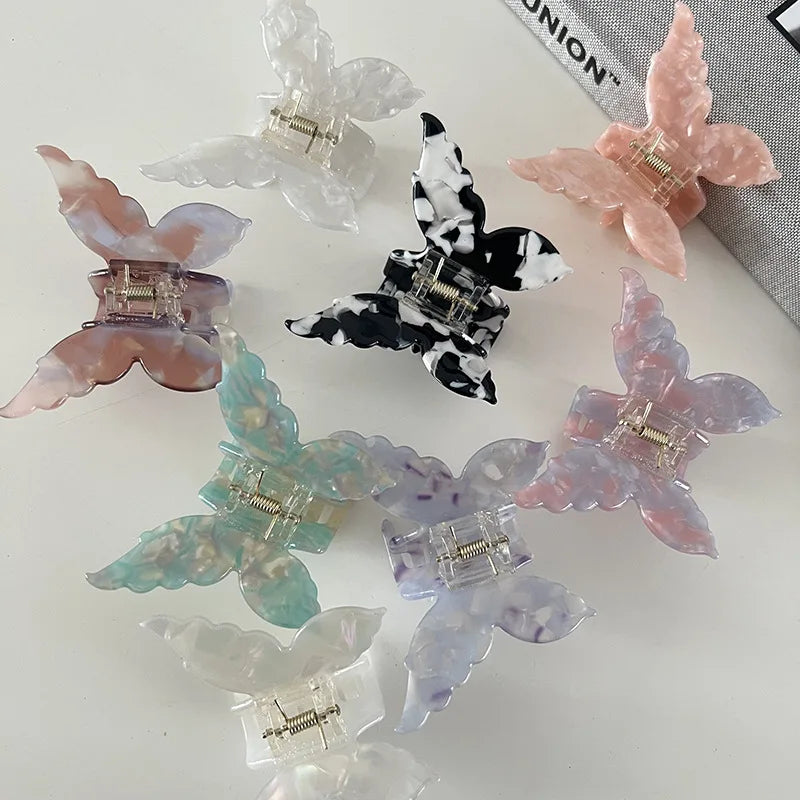 French Style Super Fairy Three-dimensional Butterfly Hair Claw Clips Elegant Flora Acetate Hair Clip Colorful Decorative Girl
