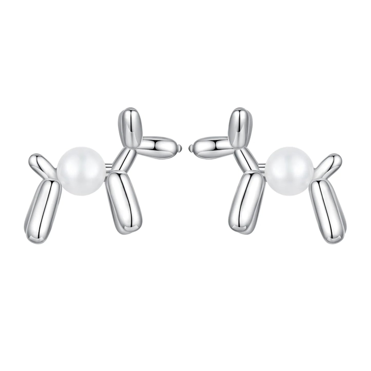 Factory 925 Sterling Silver Pearl Balloon Dog Stud Earrings Jewelry for Women Fine Jewelry Earrings Girls Birthday Gift SCE15