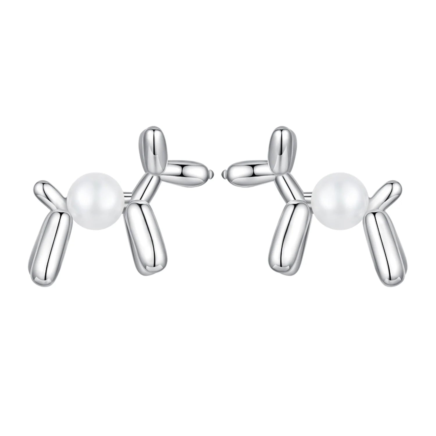 Factory 925 Sterling Silver Pearl Balloon Dog Stud Earrings Jewelry for Women Fine Jewelry Earrings Girls Birthday Gift SCE15