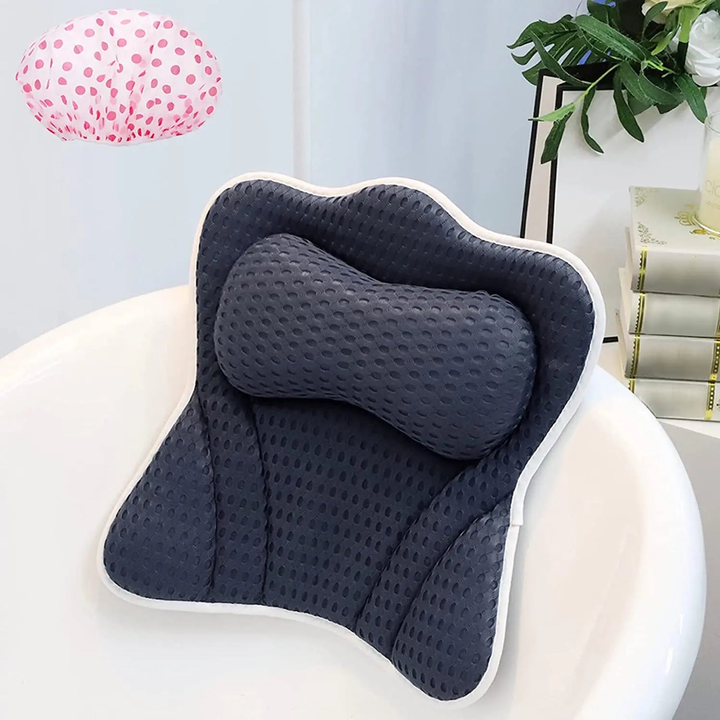 Mesh Luxury Bath Pillow Bathtub Spa Pillow Headrest for Tub with 2 Thickened Padding Soft Bath Tub Pillow for Neck
