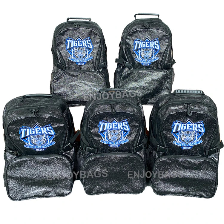 Custom Glitter Fashion Waterproof Anti-Theft External Frame Cheer Backpack Zipper Closure 36-57L Capacity Arcuate Shoulder St