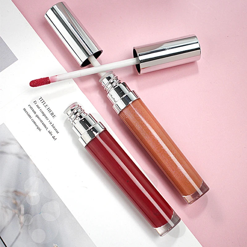 30 Colors Wholesale Vegan Cosmetics Pink Clear Nude Lipgloss Vendor Custom Logo Glitter Lipgloss Private Label Lip Gloss
