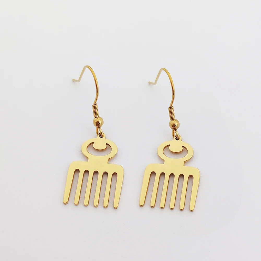 Adinkra Charm Women Earrings Hoops Joyeria Acero Inoxidable Adinkra Symbols Earrings Stainless Steel Bijoux