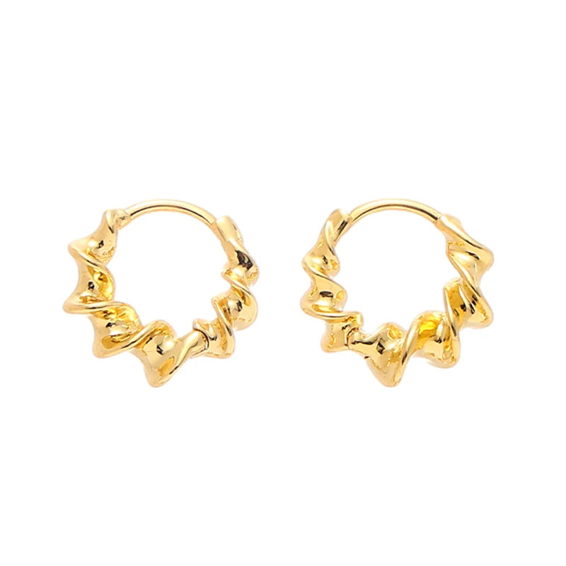 Wholesale 18k PVD Gold Plated Fashion Jewelry Earrings Twist Design Small Huggie Hoop Earrings for Women