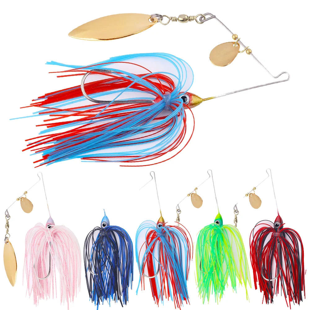 11g Multi Blade Fishing Spinner Bait Bass Pike Lure Spinnerbaits for Ocean River Lake Stream Fishing PVC Plastic