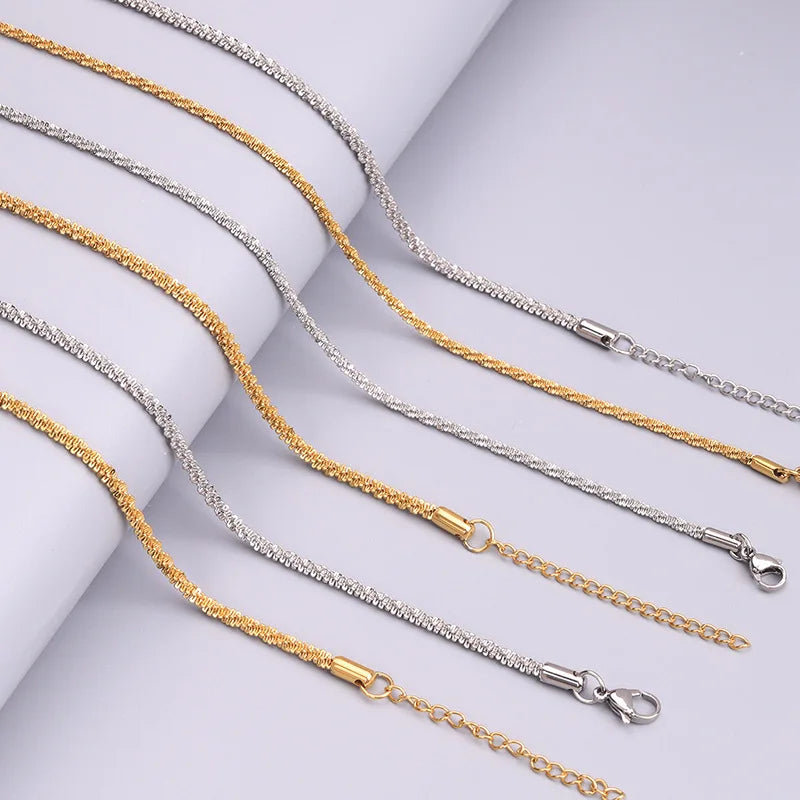 Fashion Stainless Steel Jewelry Necklaces Curb Cuban Snake Chain 18K Gold Plated Stainless Steel Chain Necklace for Women Men