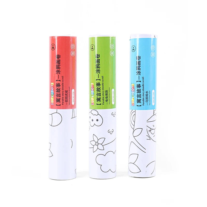 200cm Lovely Theme Story Coloring Paper Roll with Glue for Painting Drawing