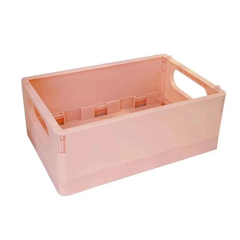 Creative Mini Macaron Plastic Storage Box with Foldable Feature Kawaii Stationery Pen Holder for Students