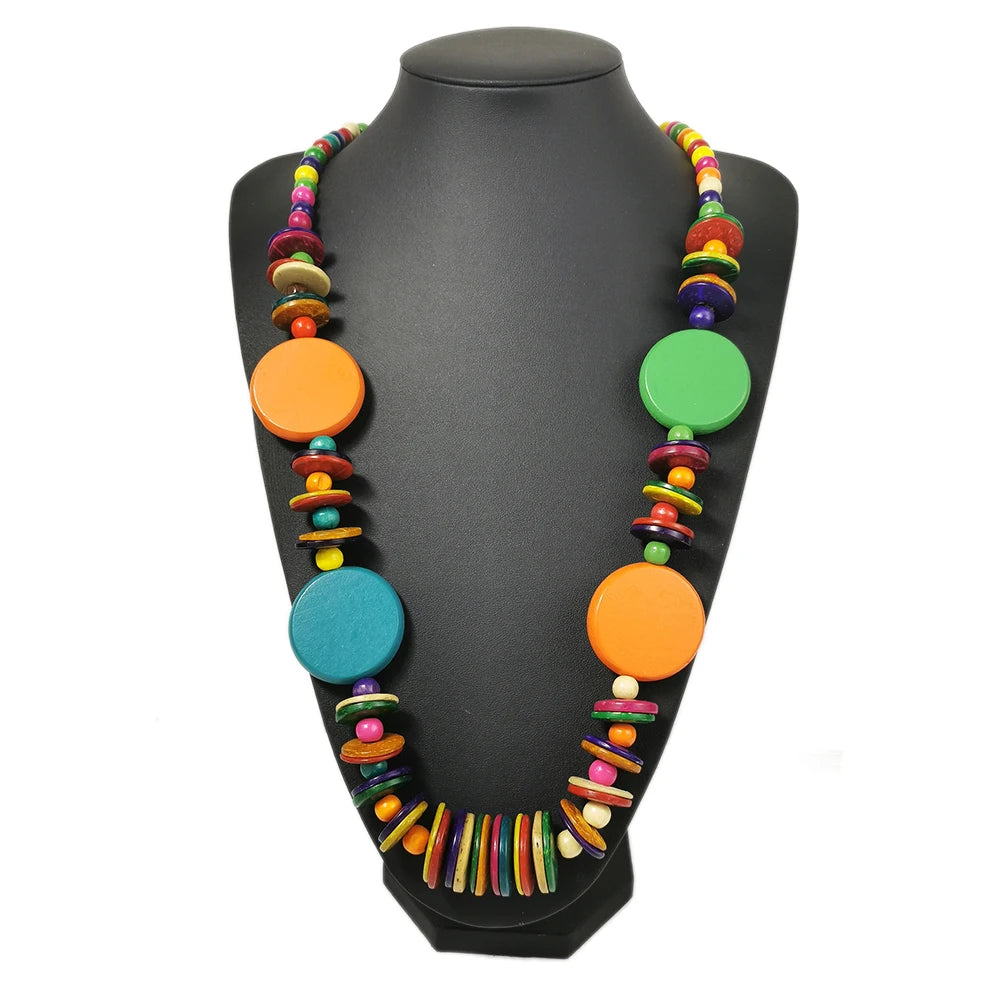 Wholesale Ethnic Statement Handmade Coconut Shell Wooden Beads Long Necklace Bohemian Classical Hawaii Summer Jewelry Accesso
