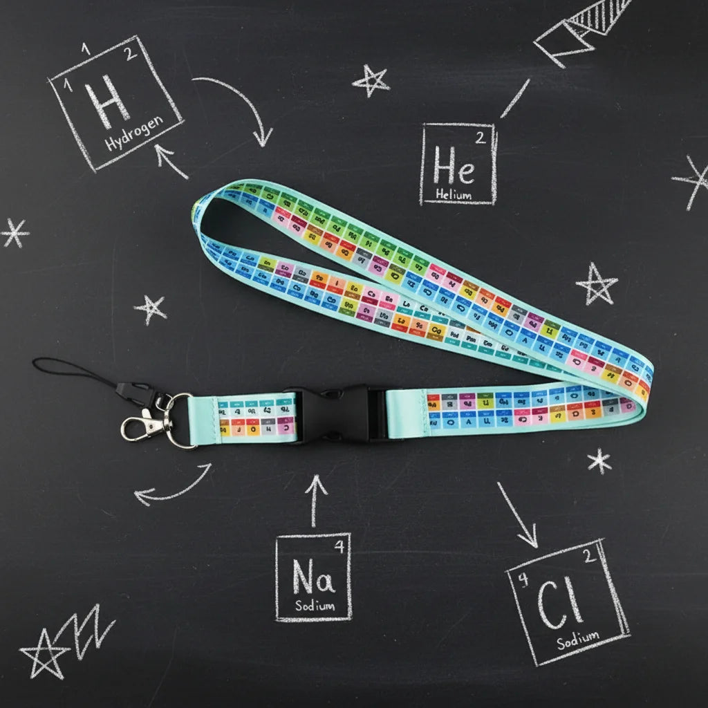 Hot Selling Custom Polyester Lanyards Sublimation Chemistry Periodic Table Elements School Students Neck Straps Phone Rope Gi