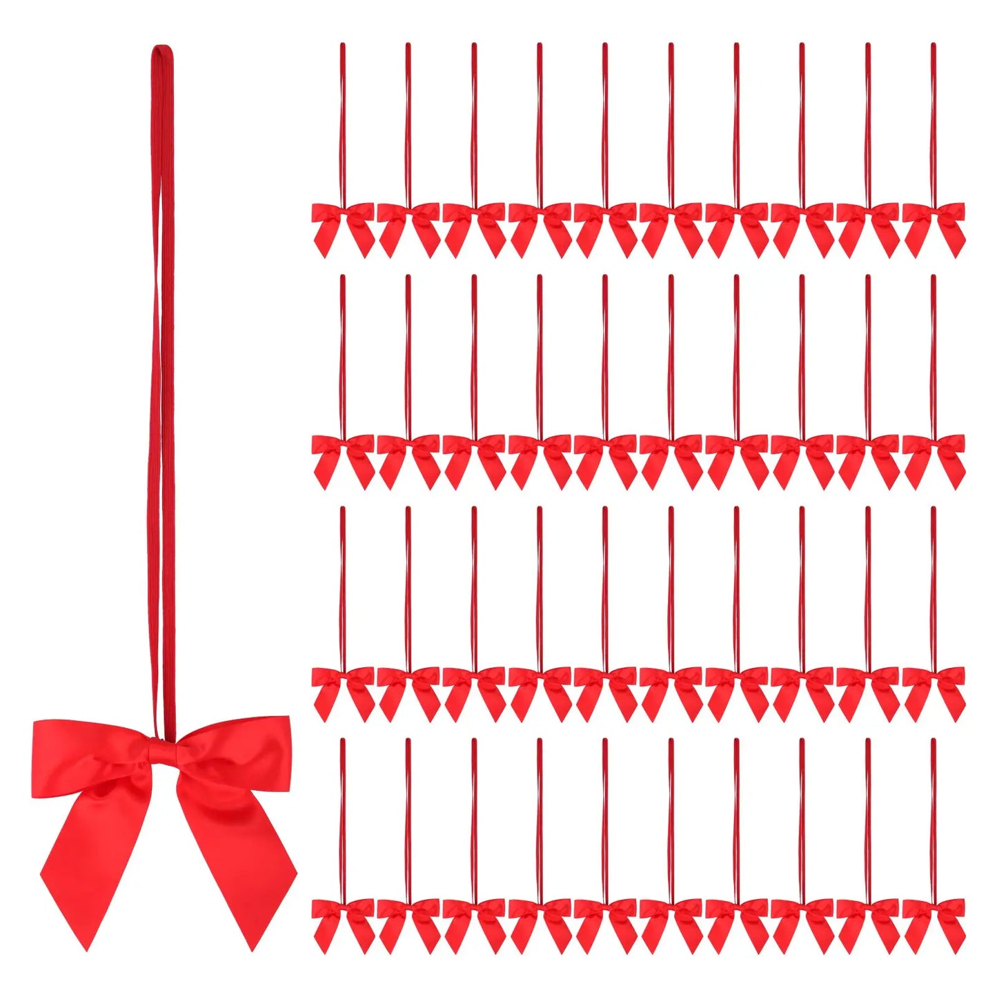 50pcs 8 Inch Stretch Elastic Loops With Pre-Tied  Ribbon Bows for Gift WrappingChristmas Boxes