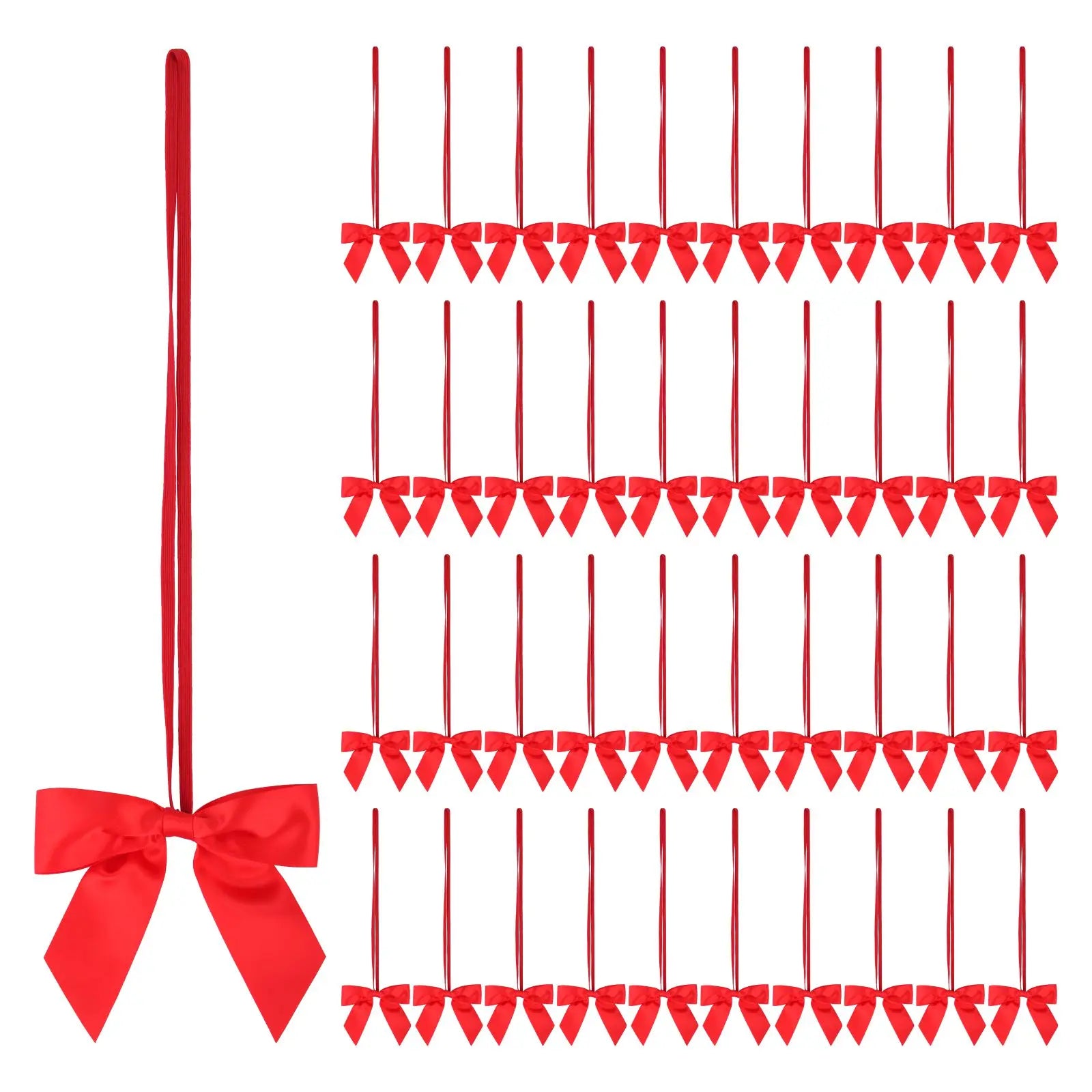 50pcs 8 Inch Stretch Elastic Loops With Pre-Tied  Ribbon Bows for Gift WrappingChristmas Boxes