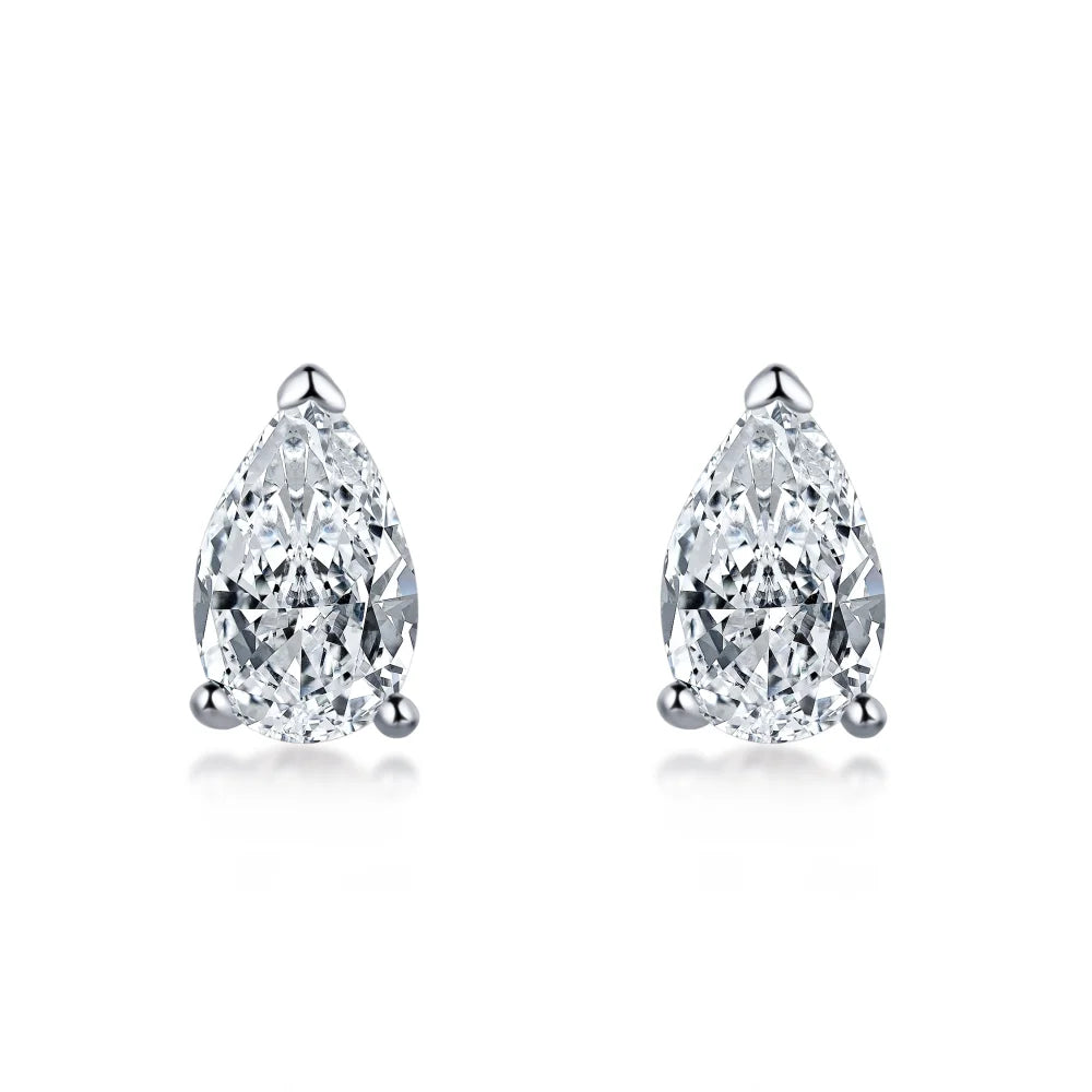 Dylam Trendy Rhodium Plated 925 Sterling Silver Fancy Shape Stud Earrings Made with Infinite Elements 5A Cubic Zirconia