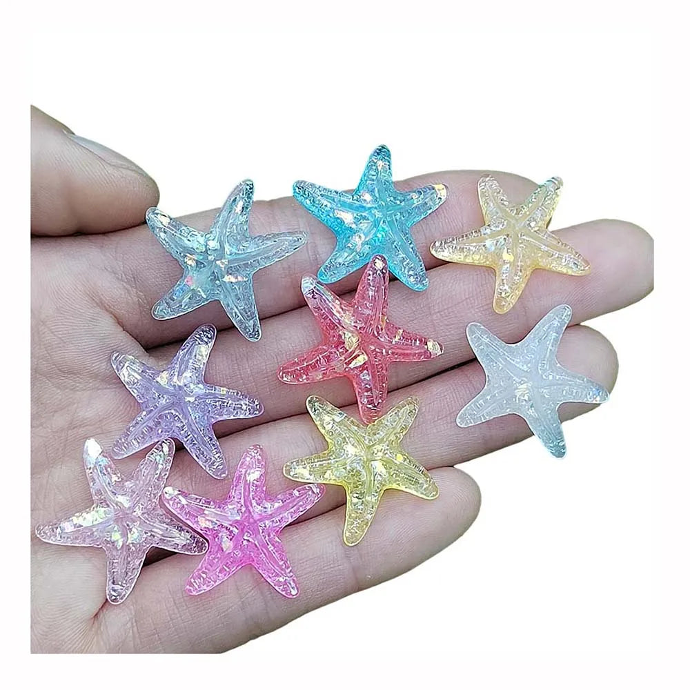 100Pcs/Lot Assorted Tiny Starfish Resin Embellishments Flat Back Sea Stars Cabochons Slime Charms Phone Case Nail Art Decorat
