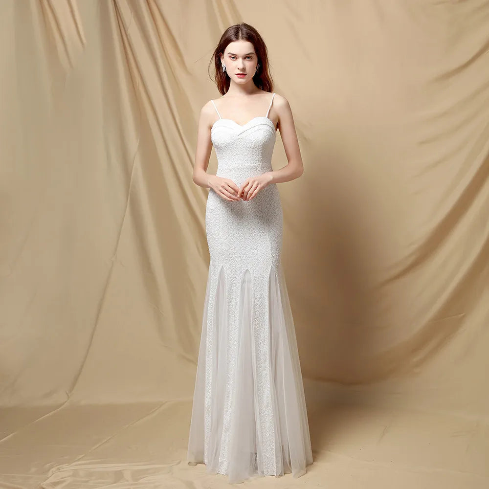 18789# Toasted Bridal Long Strap Thank You Dinner Slim-Fit Dress White