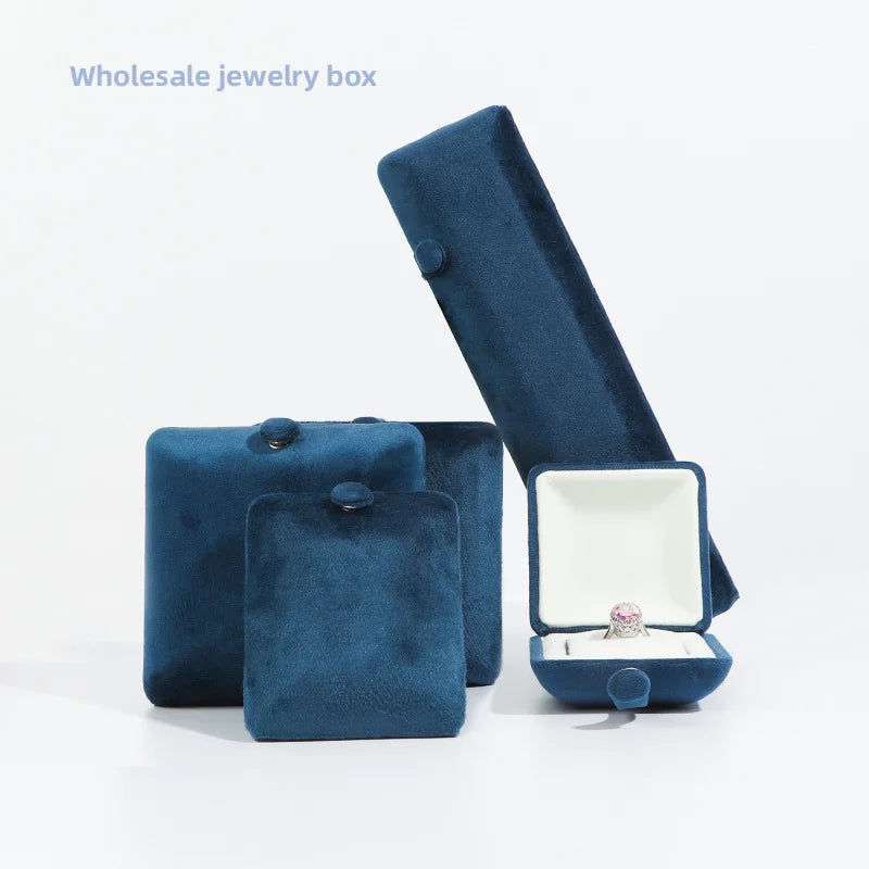 Custom Design Size High-end Snap-button Velvet Jewelry Bracelet Jade Ring Pearl Earrings Jewelry Packaging Paper Box