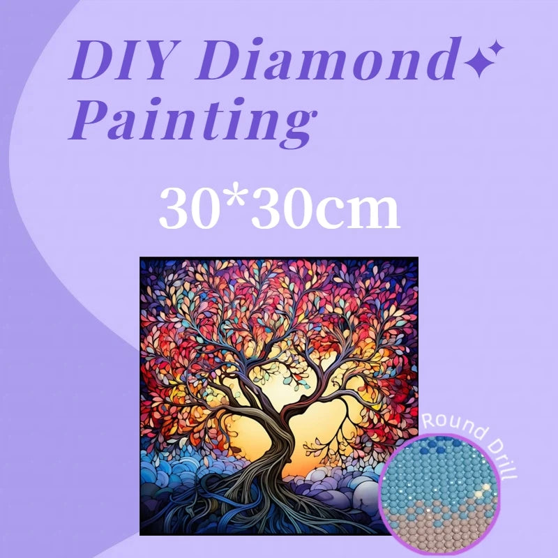 1PC 30x30cm Tree Wall Decor Diamond Painting Full Round 5D Acrylic Drill Modern Diamond Painting Kit for Home Decoration