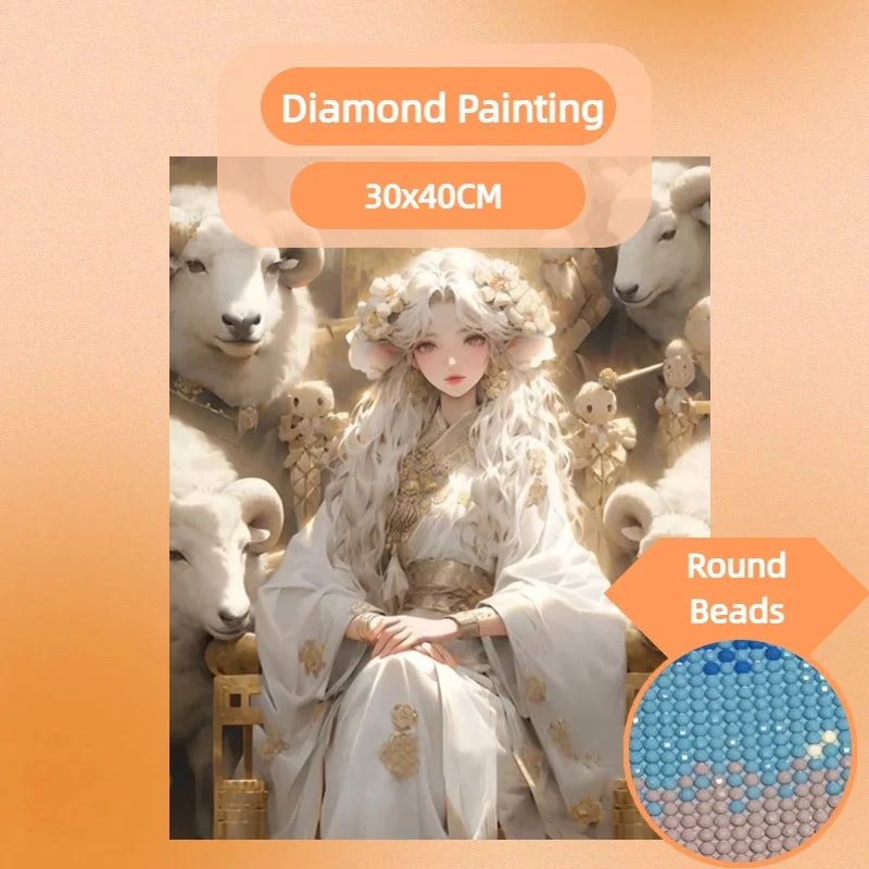 1PC 30x40cm DIY Aries Angel Diamond Painting Kit Full Round Acrylic Drill Modern Wall Decor Diamond Painting for Beginner