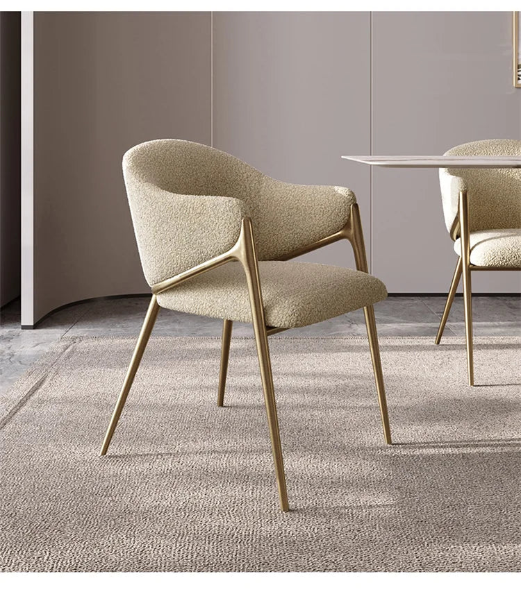 Modern Light Luxury Fashion Flannel Dining Chair for Apartment Living Rooms