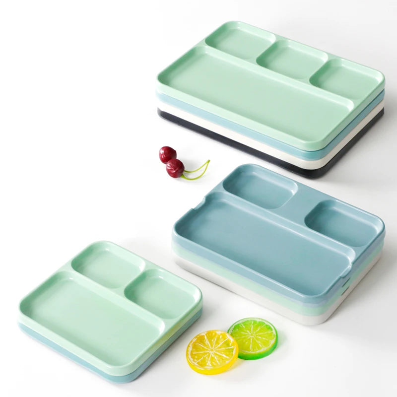 Wholesale Melamine Divided Lunch Plate Fast Food Tray School Canteen Compartment Plastic Dish Plate