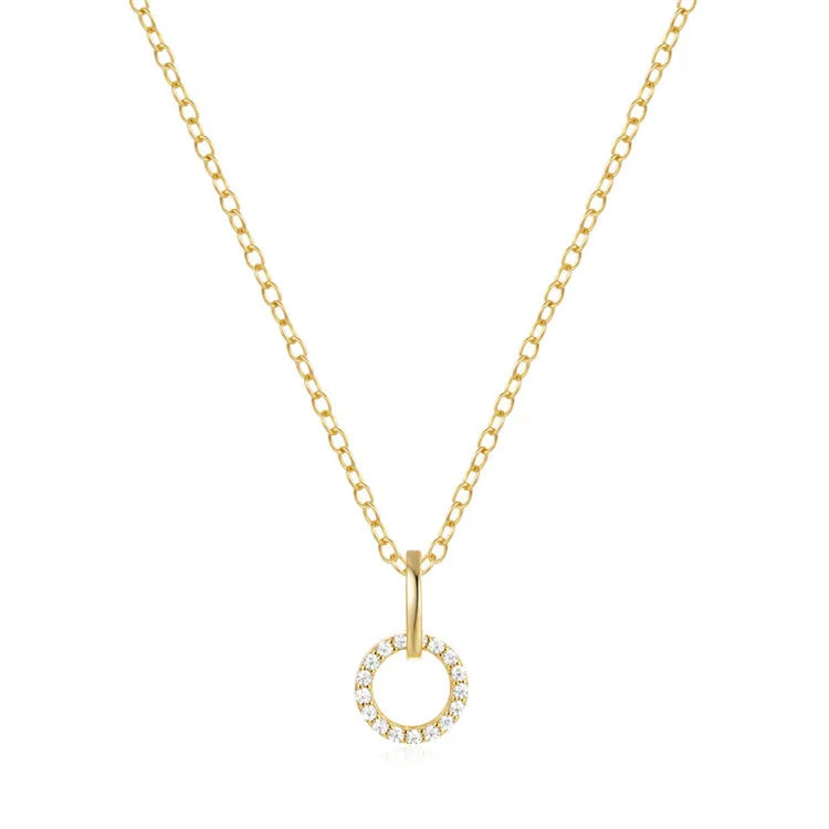 SP Luxury Personalized 925 Sterling Silver Zircon Round Circle Pendant Necklace for Women