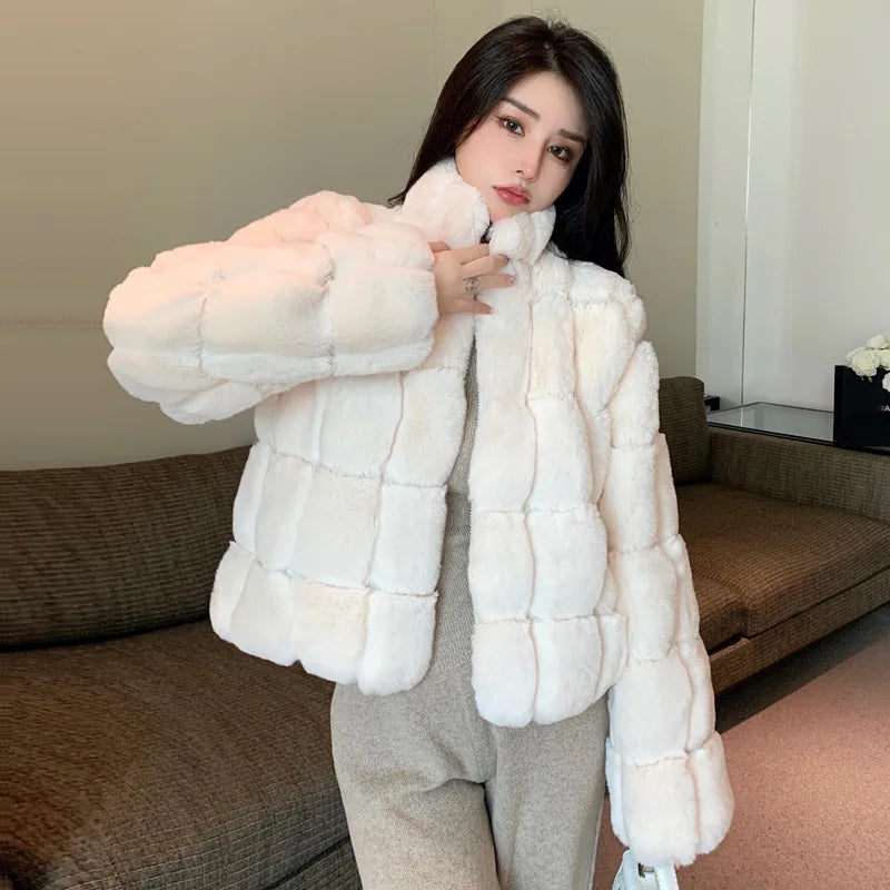 Fake Rabbit Fur Coat Autumn Winter New Korean Fake Fur Full Zipper Cardigan Coat Women Fake Fur Jackets