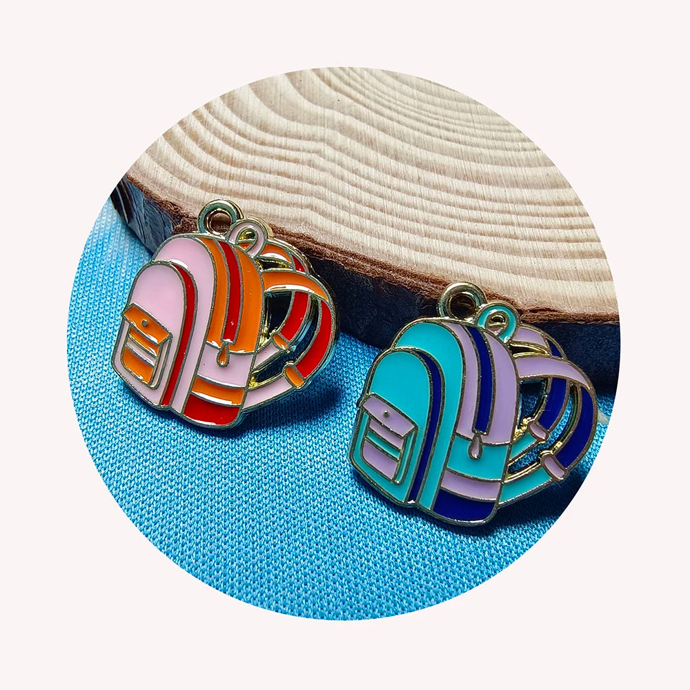 Bulk 100Pcs Zinc Alloy Enamel Pendants Assorted Back to School Dangles for DIY Bracelet Necklace Jewelry Making Decor