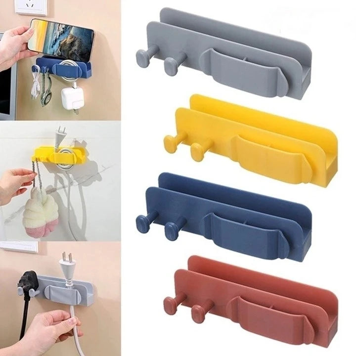 Wall Mounted Mobile Phone Holder  Key Plug Cable Line Storage Hook Cable Charging Dock Holder StandRemote Control Storage Rac