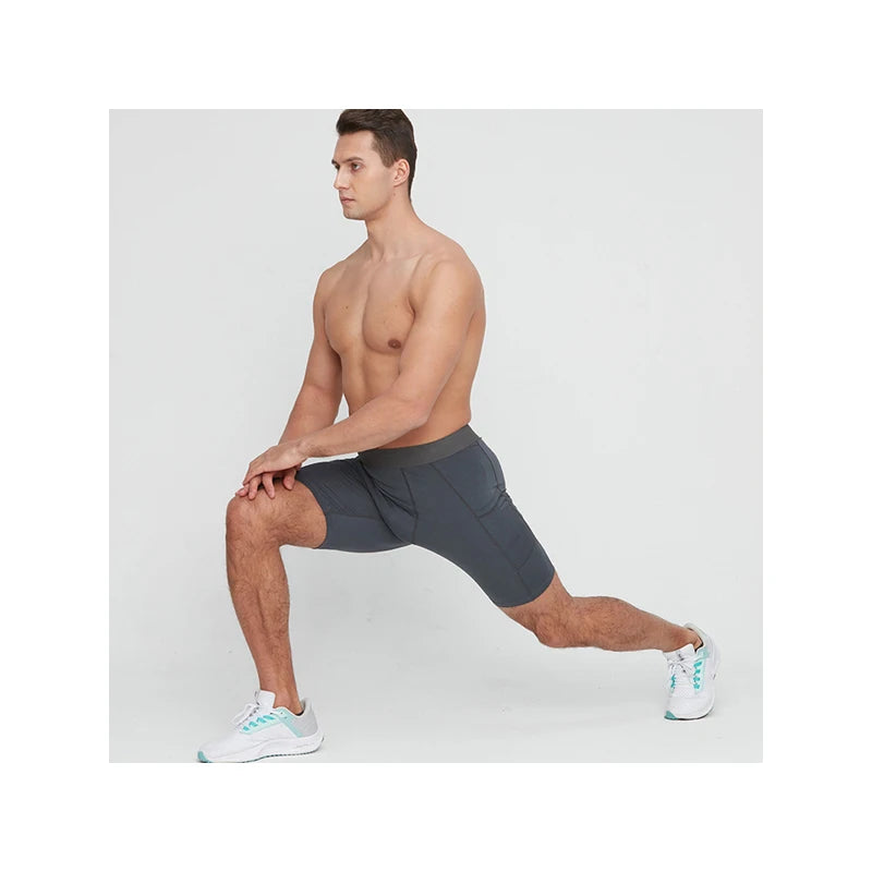 Men's Tight-fitting  Quarter Basketball Training Fitness Quick-drying Shorts with Pockets