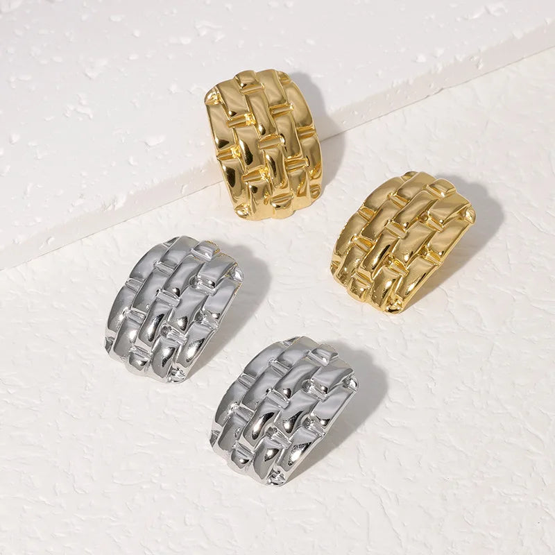 New Arrival Fashion Jewelry Waterproof Non Tarnish 18k Pvd Gold Stainless Steel Earring Stainless Steel Texture Stud Earrings