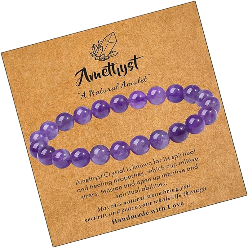 Cross-border Hot-selling Natural Stone Bracelet Pink Zebra Amethyst Handmade Beaded Bracelets Card Bracelets for Girls
