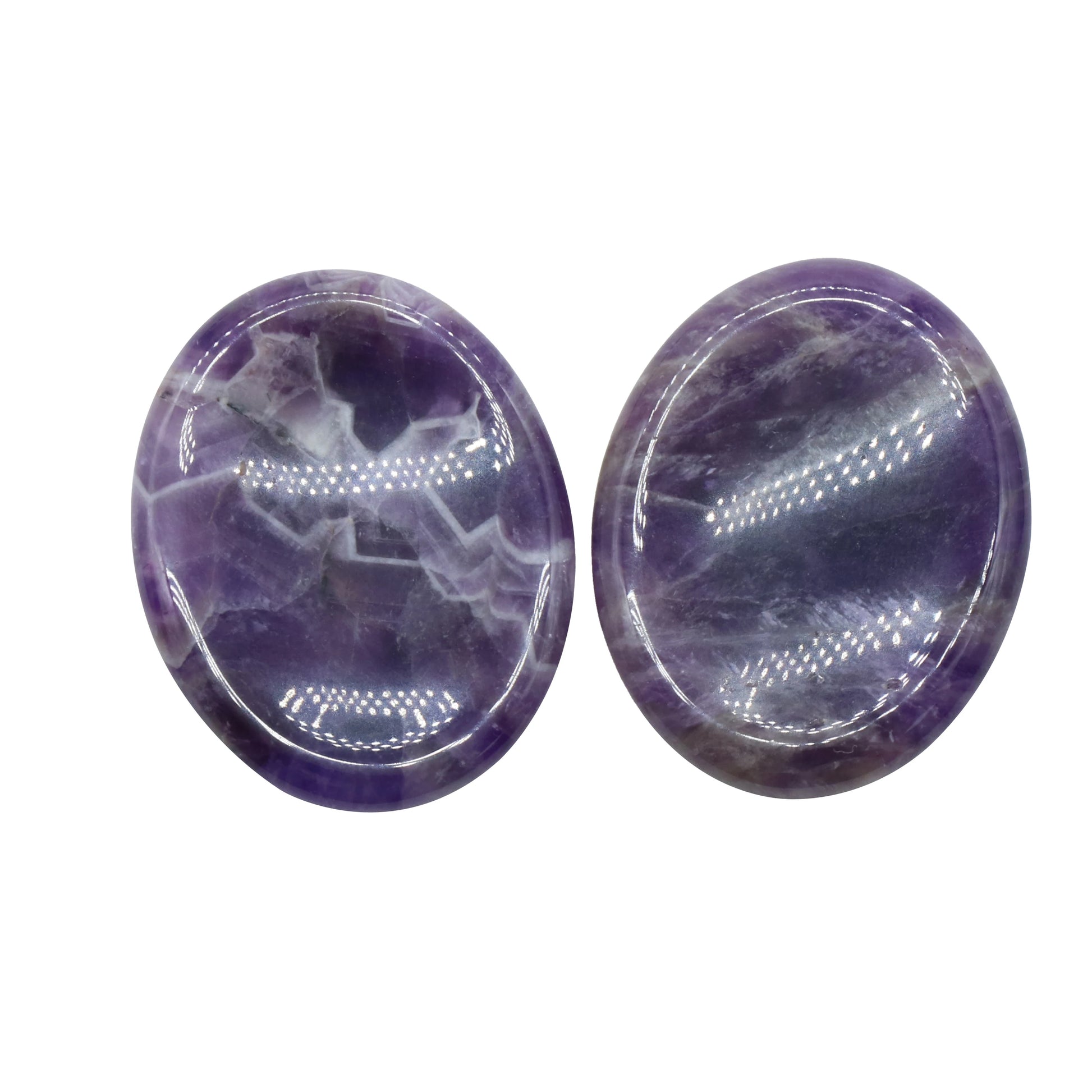 Natural Crystal Gemstone Amethyst Worry Stone Colorful Massage Healing Energy Worry Stone for Thump Massage