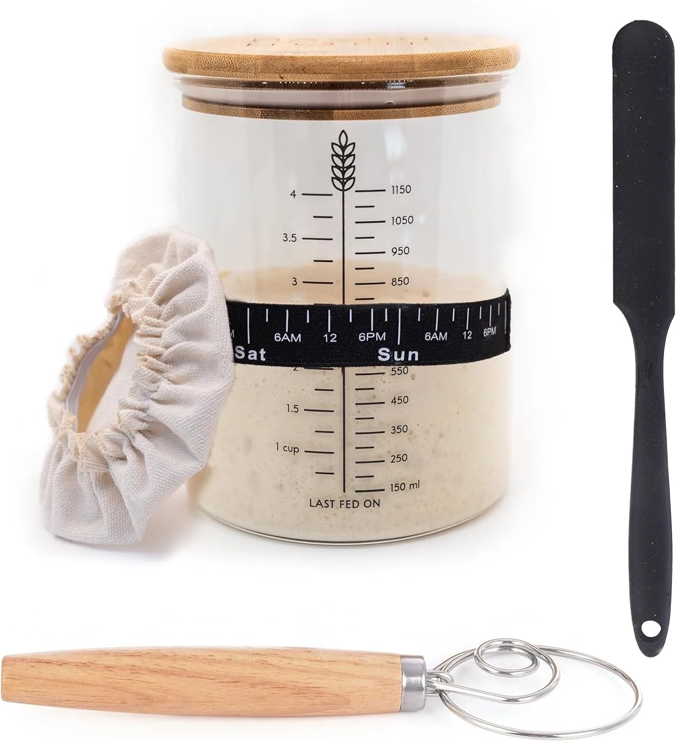 35 Oz Sourdough Starter Jar With Bamboo Lid Durable Glass Jar Sourdough Bread Baking Supplies Wide Mouth Dough Starter Jar Ki
