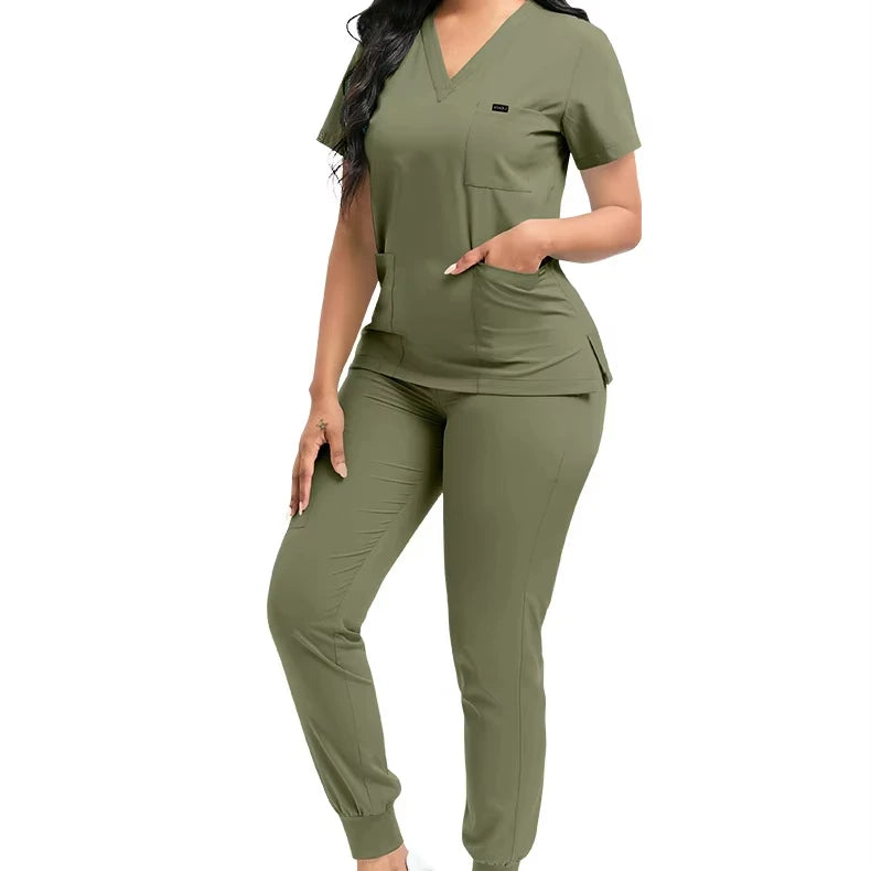 In Stock 42122 4 Way Stretchy Unstiched Suits for Women in Pakistan Polyester Women's Suit Medical Scrubs for Women